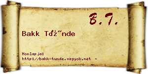 Bakk Tünde névjegykártya
