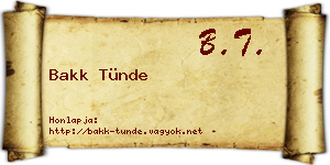 Bakk Tünde névjegykártya